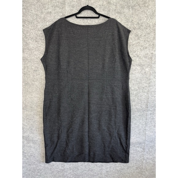 Eileen Fisher Dress 3X Gray Women Wool Cap Sleeve Sheath Career‎ - Picture 5 of 12